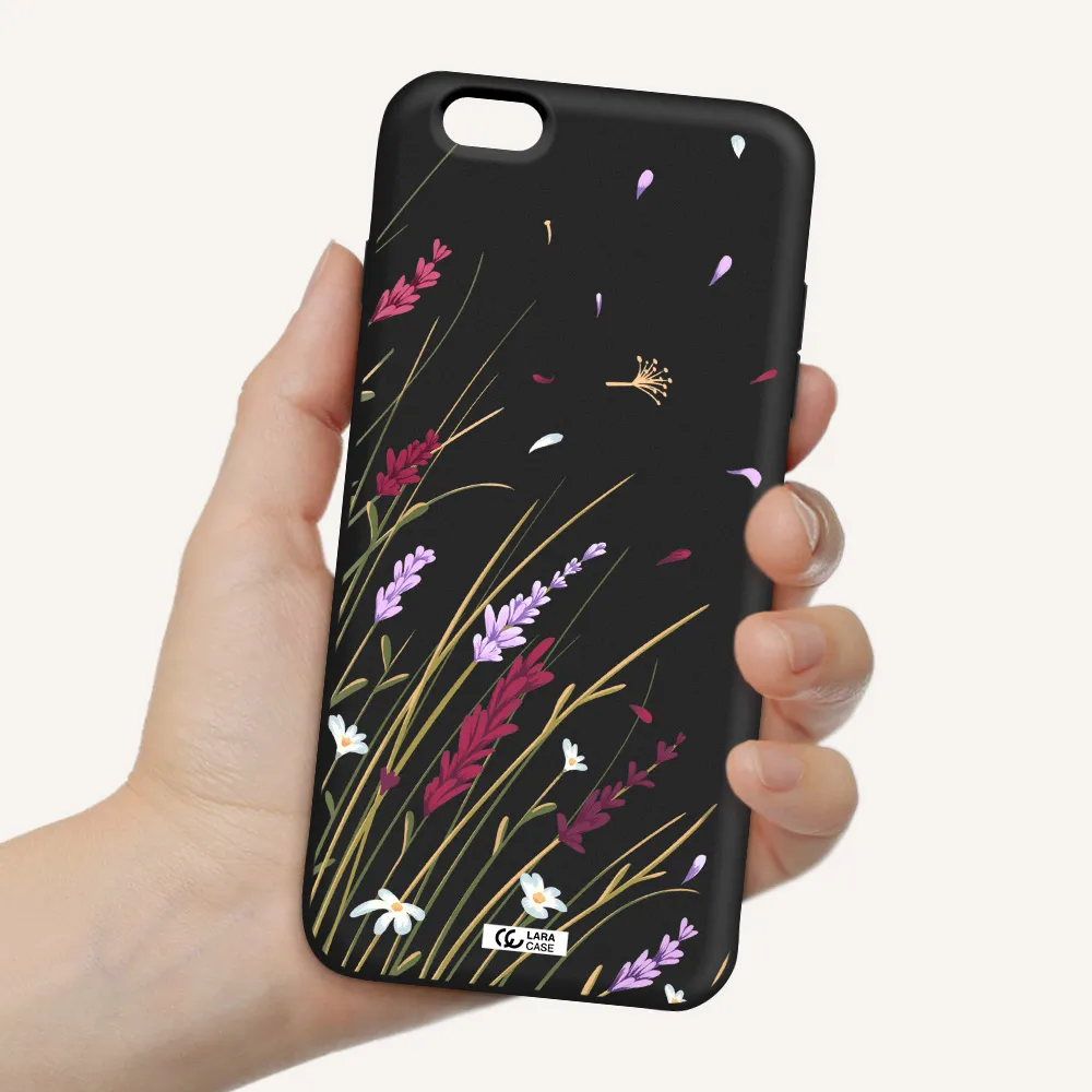 Long Grass Flower Apple iPhone 6 plus Silicone black Case