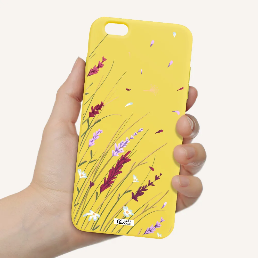 Long Grass Flower Apple iPhone 6 plus Silicone canary yellow Case