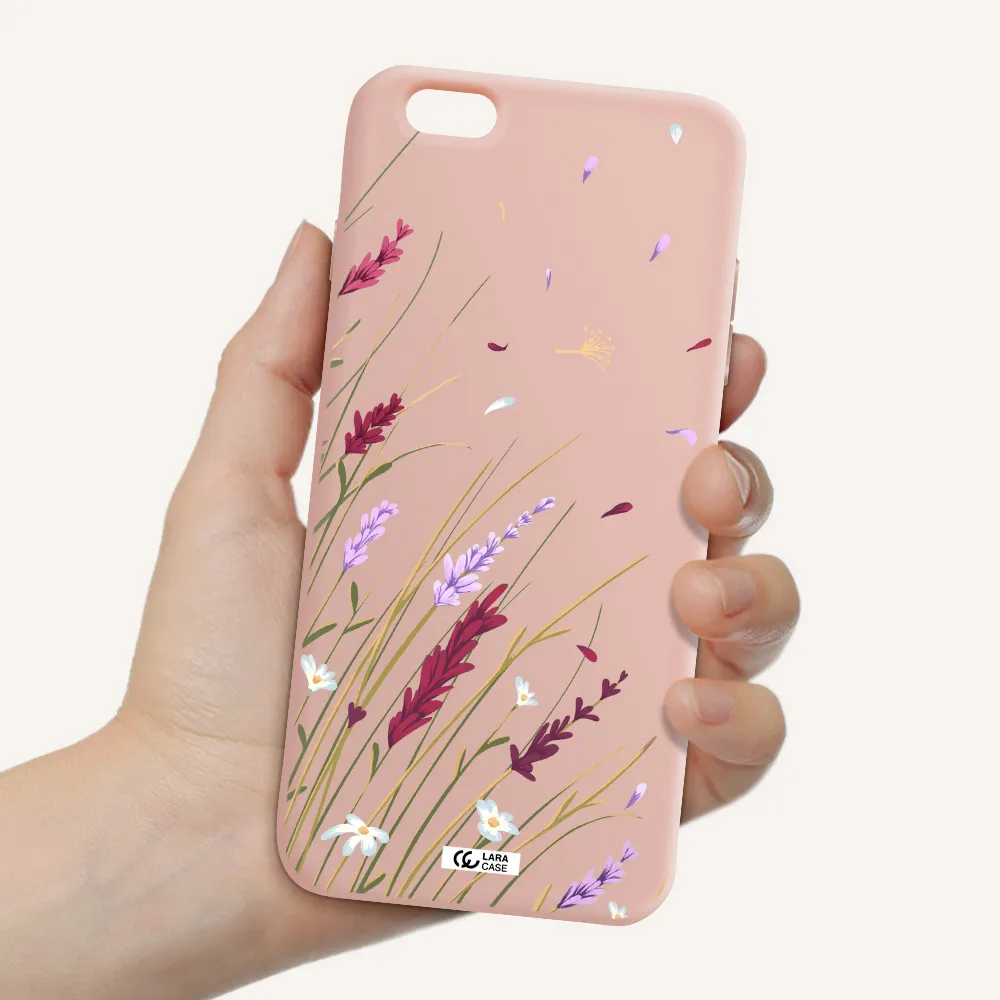 Long Grass Flower Apple iPhone 6 plus Silicone pastel pink Case