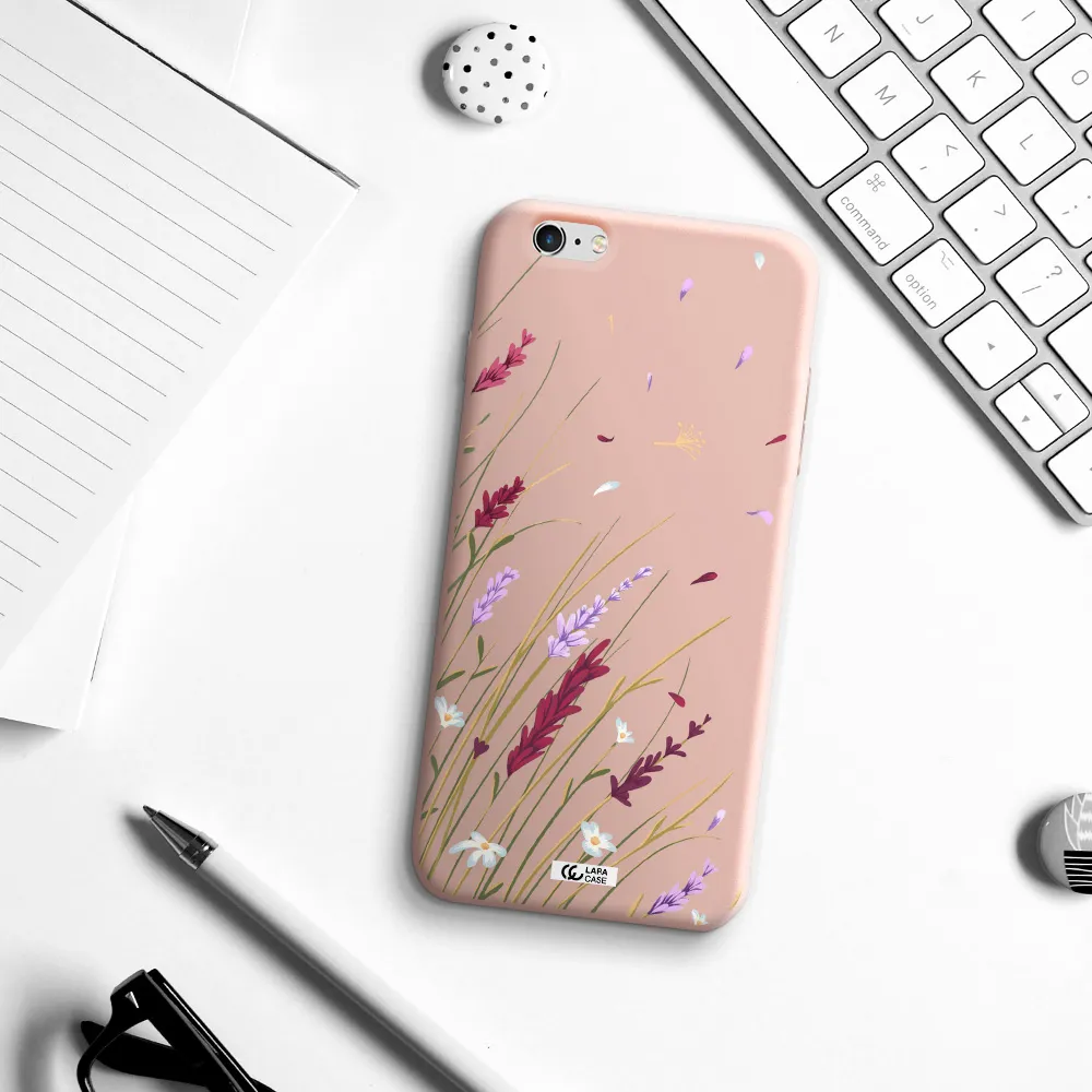 Long Grass Flower Apple iPhone 6 plus Silicone pastel pink Case