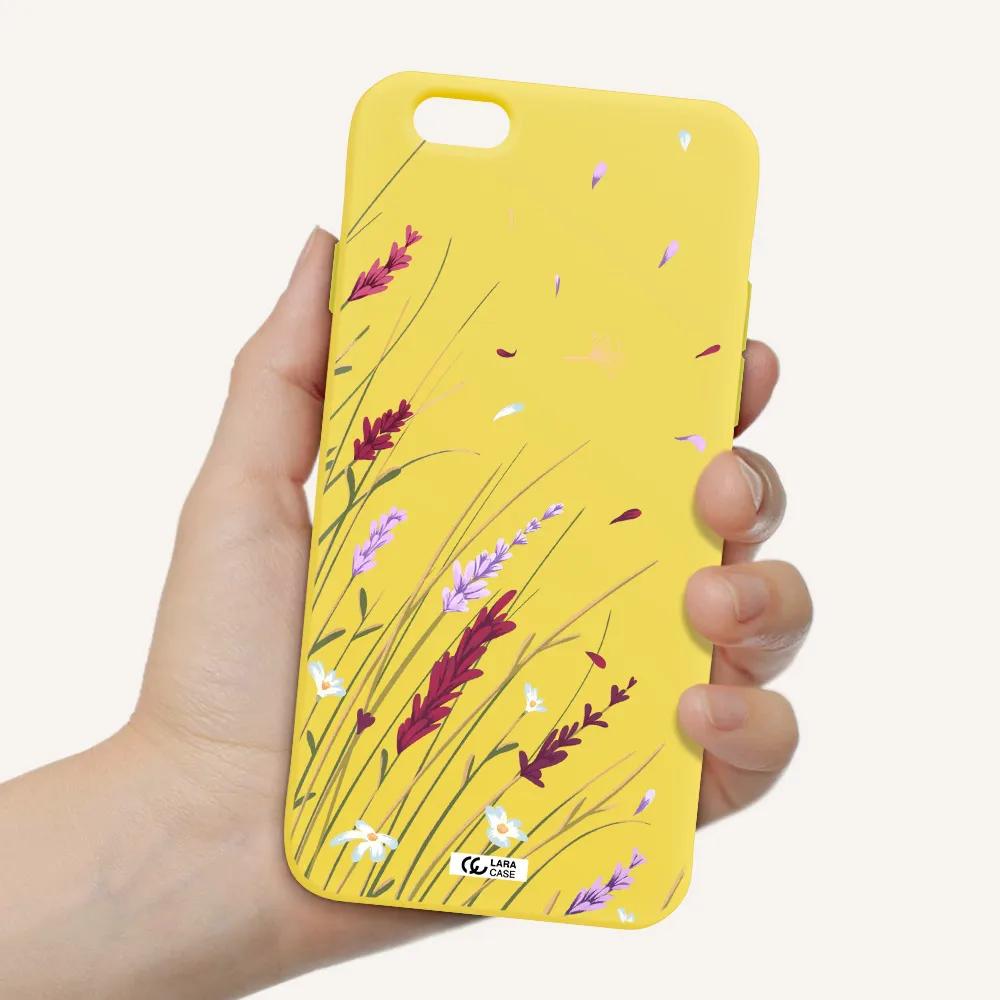 Long Grass Flower Apple iPhone 6 Silicone canary yellow Case