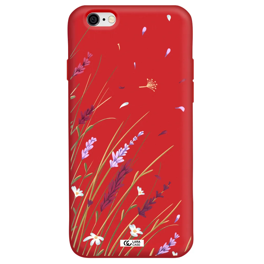 Long Grass Flower Apple iPhone 6 Silicone Imperial Red Case