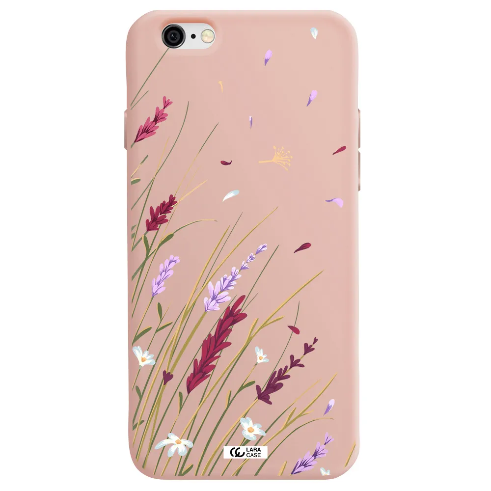 Long Grass Flower Apple iPhone 6 Silicone pastel pink Case