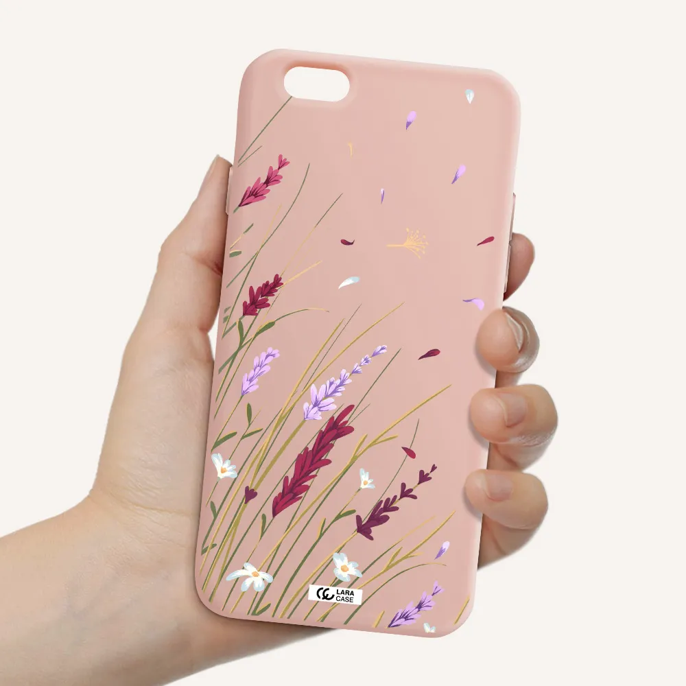 Long Grass Flower Apple iPhone 6 Silicone pastel pink Case