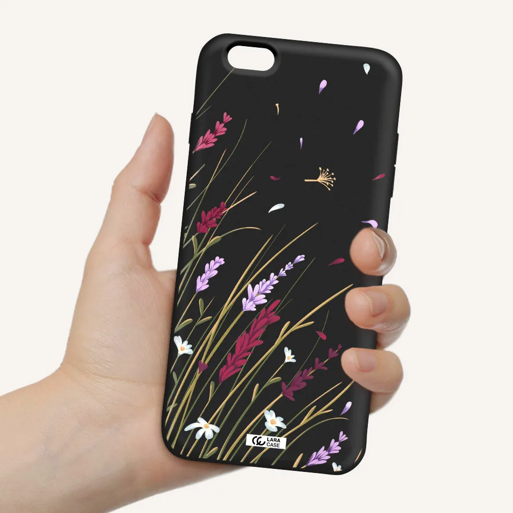 Long Grass Flower Apple iPhone 6S Silicone black Case