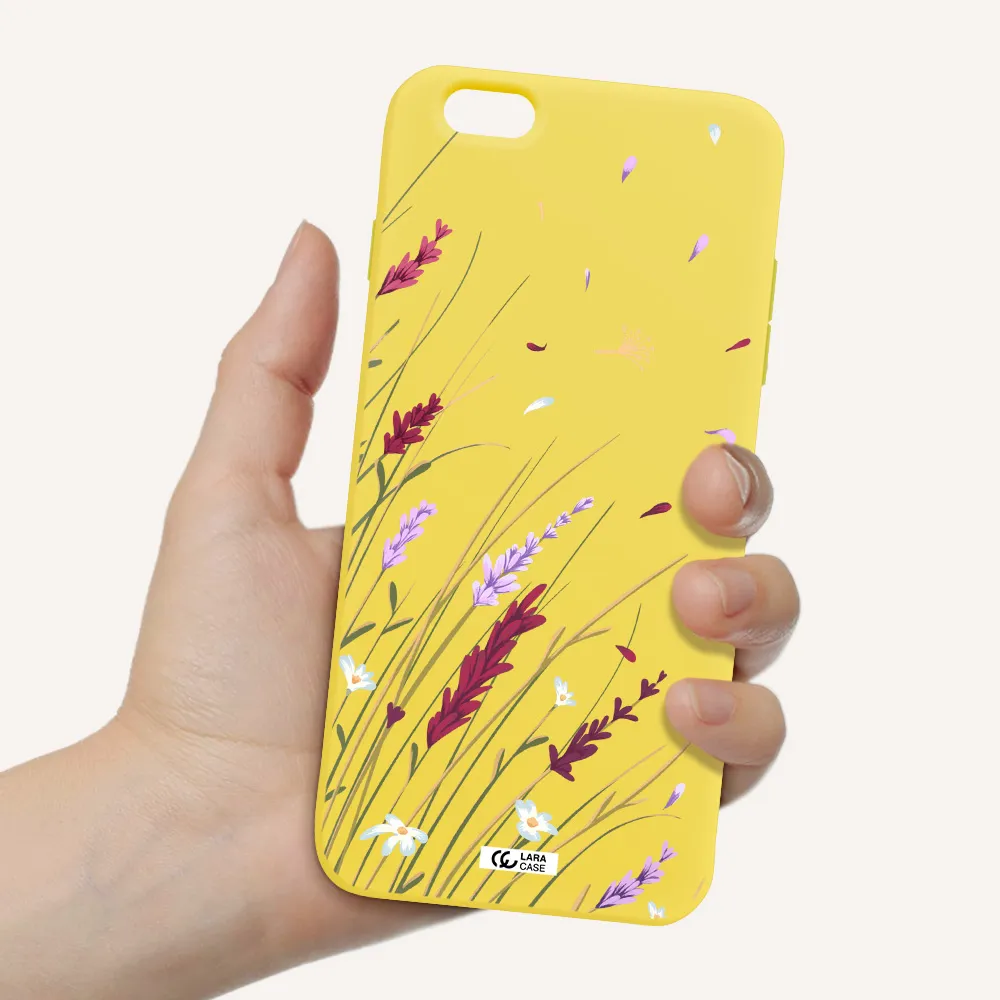 Long Grass Flower Apple iPhone 6S Silicone canary yellow Case