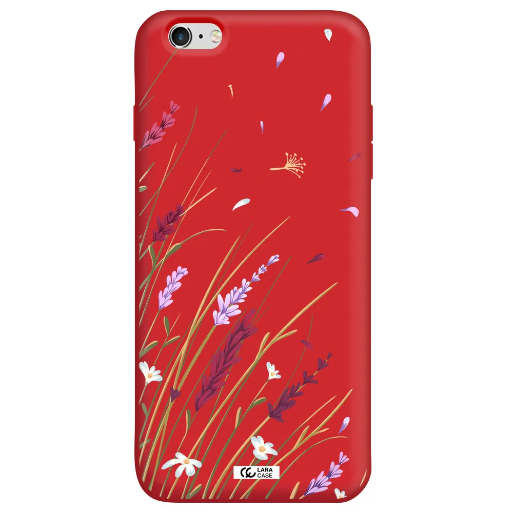 Long Grass Flower Apple iPhone 6S Silicone Imperial Red Case