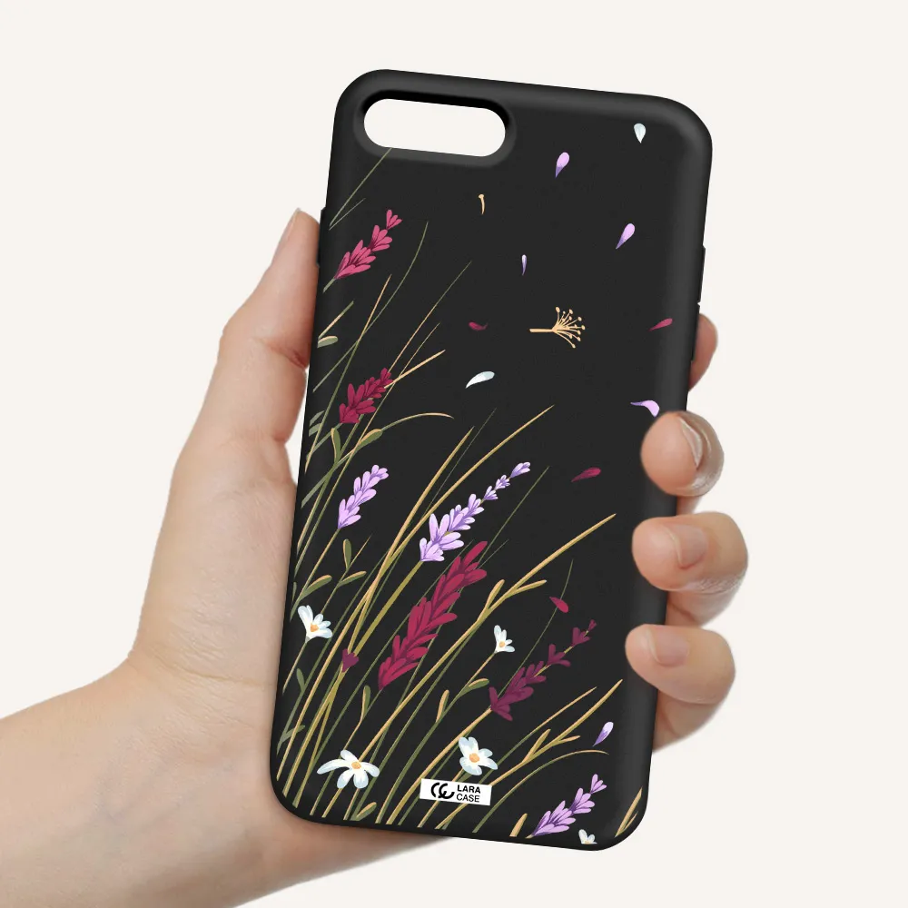 Long Grass Flower Apple iPhone 7 plus Silicone black Case