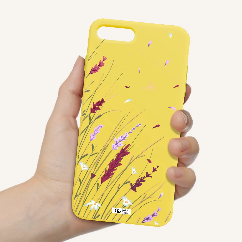 Long Grass Flower Apple iPhone 7 plus Silicone canary yellow Case