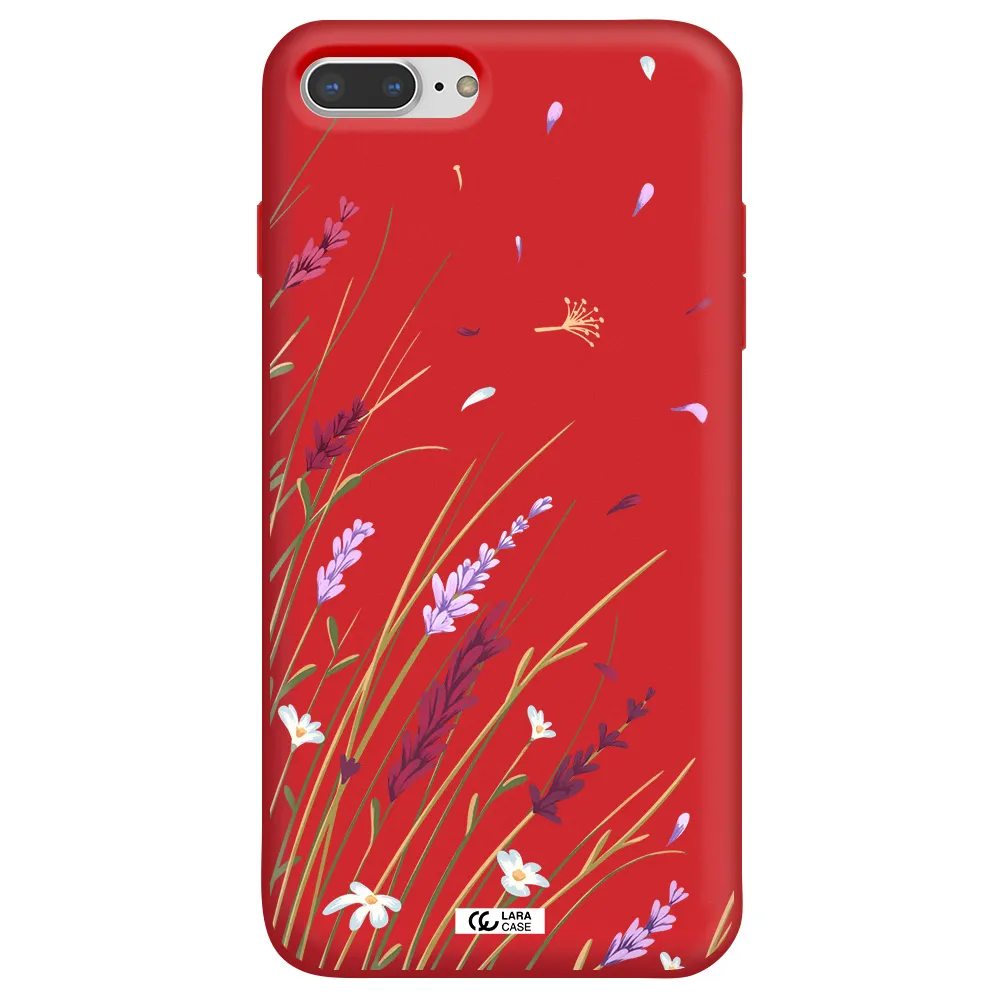 Long Grass Flower Apple iPhone 7 plus Silicone Imperial Red Case