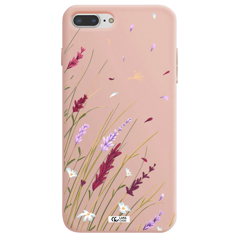 Long Grass Flower Apple iPhone 7 plus Silicone pastel pink Case