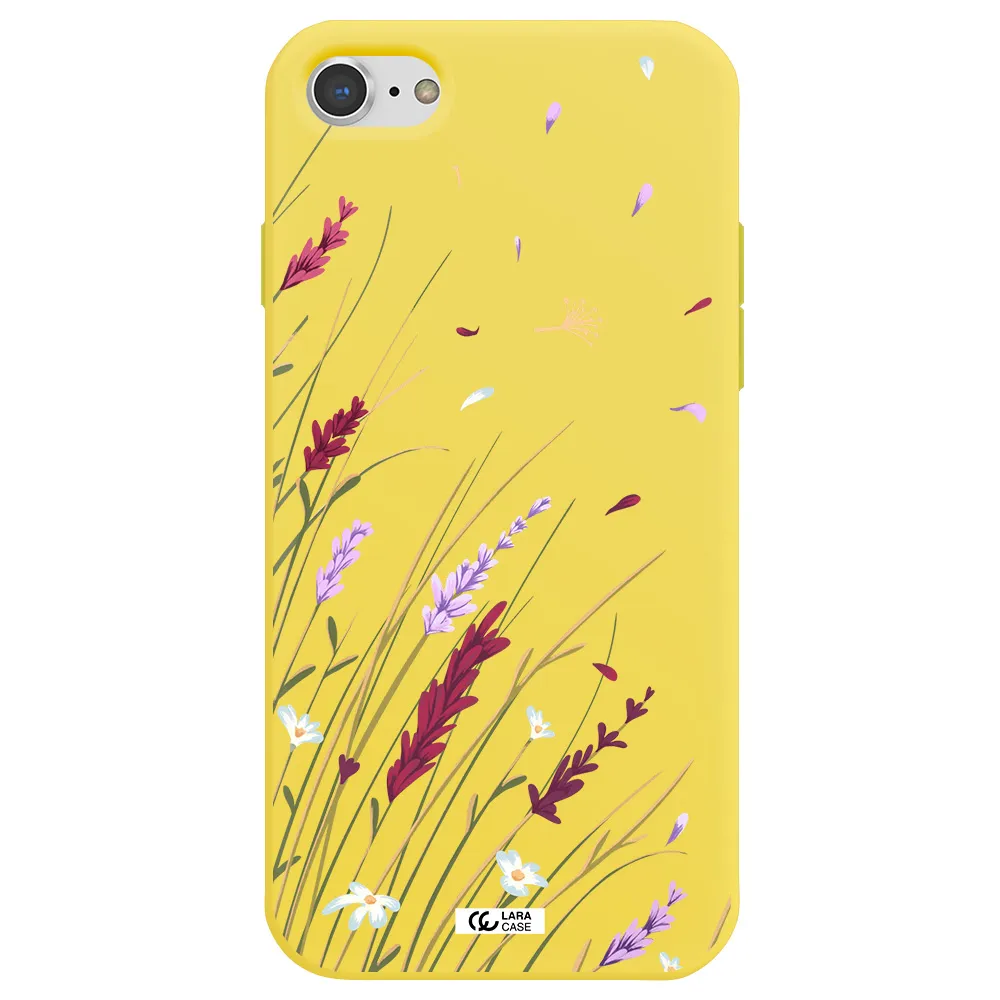 Long Grass Flower Apple iPhone 7 Silicone canary yellow Case