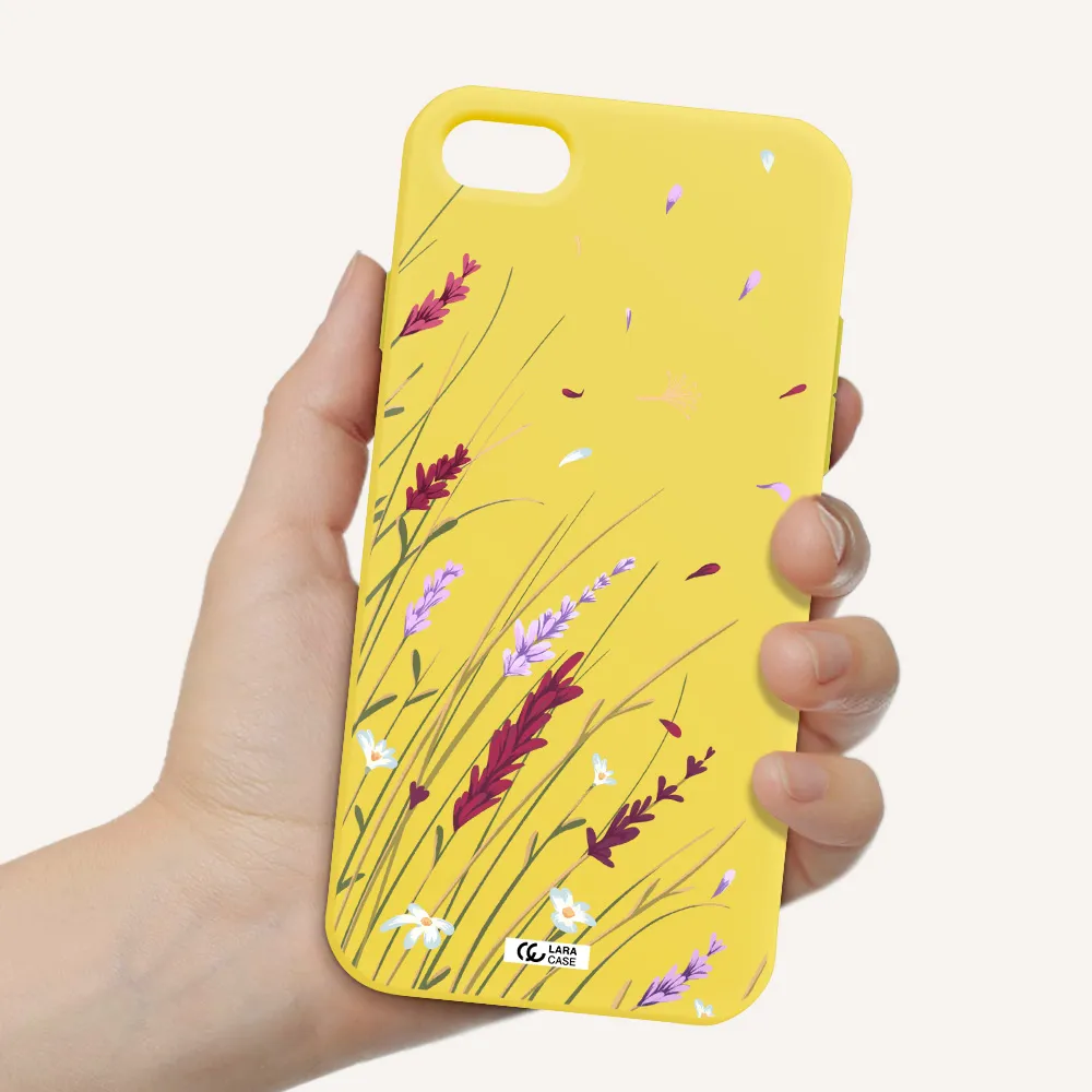 Long Grass Flower Apple iPhone 7 Silicone canary yellow Case