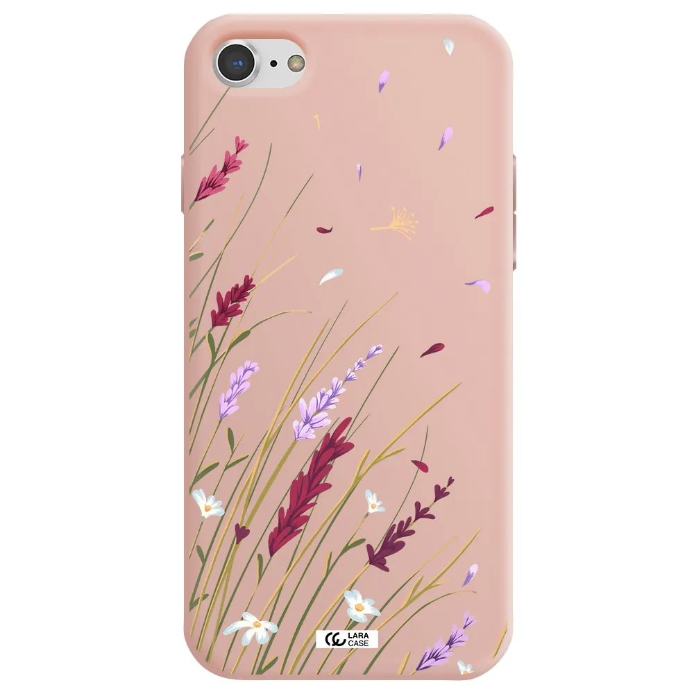 Long Grass Flower Apple iPhone 7 Silicone pastel pink Case