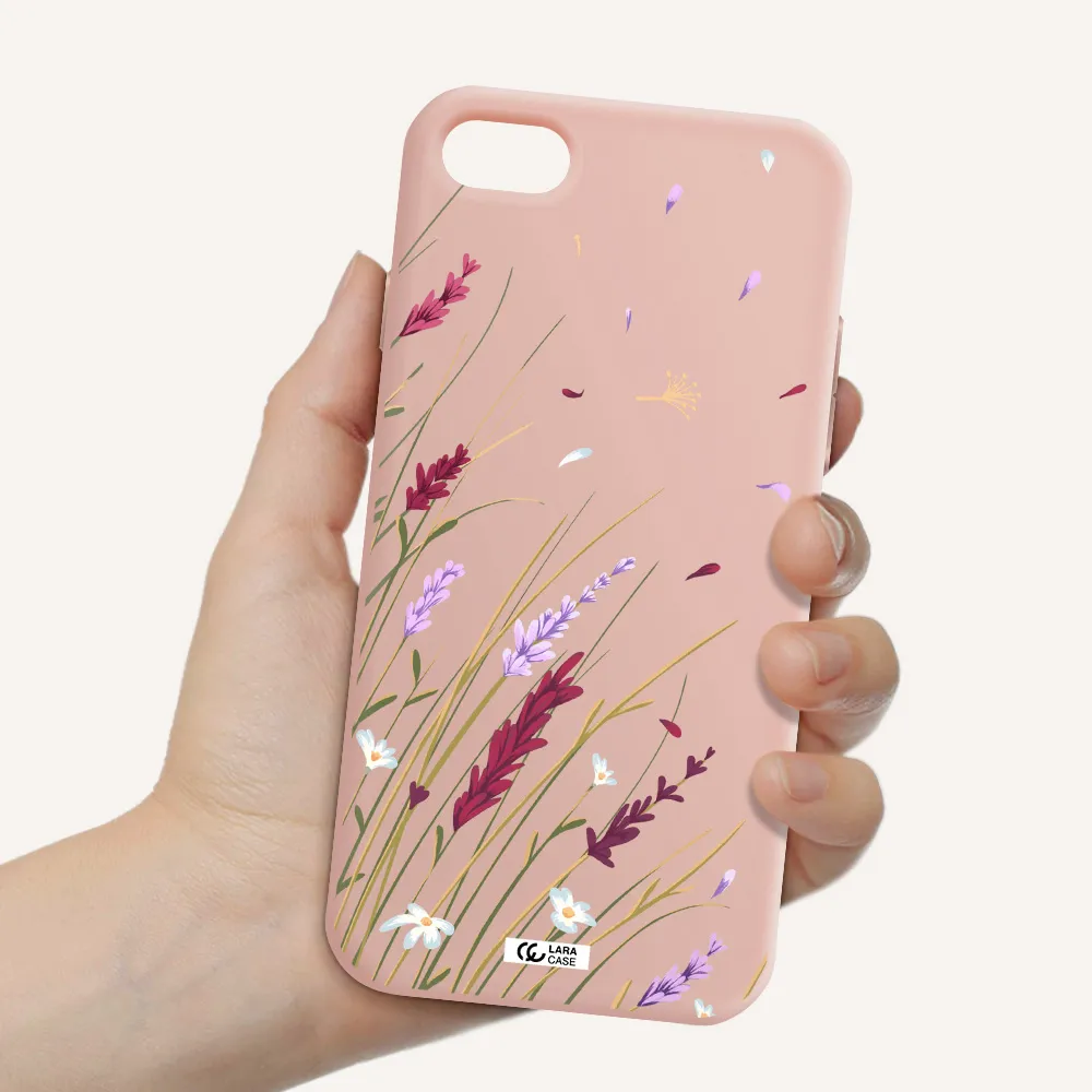 Long Grass Flower Apple iPhone 7 Silicone pastel pink Case