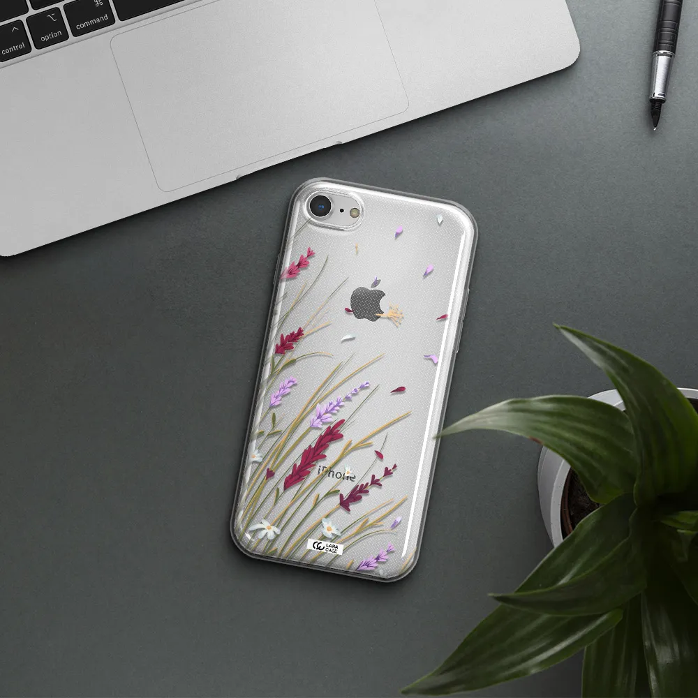 Long Grass Flower Apple iPhone 8 Clear TPU Case