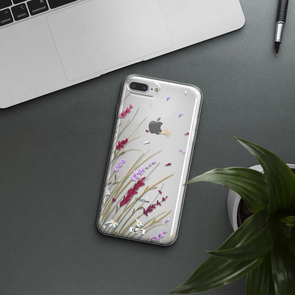 Long Grass Flower Apple iPhone 8 plus Clear TPU Case