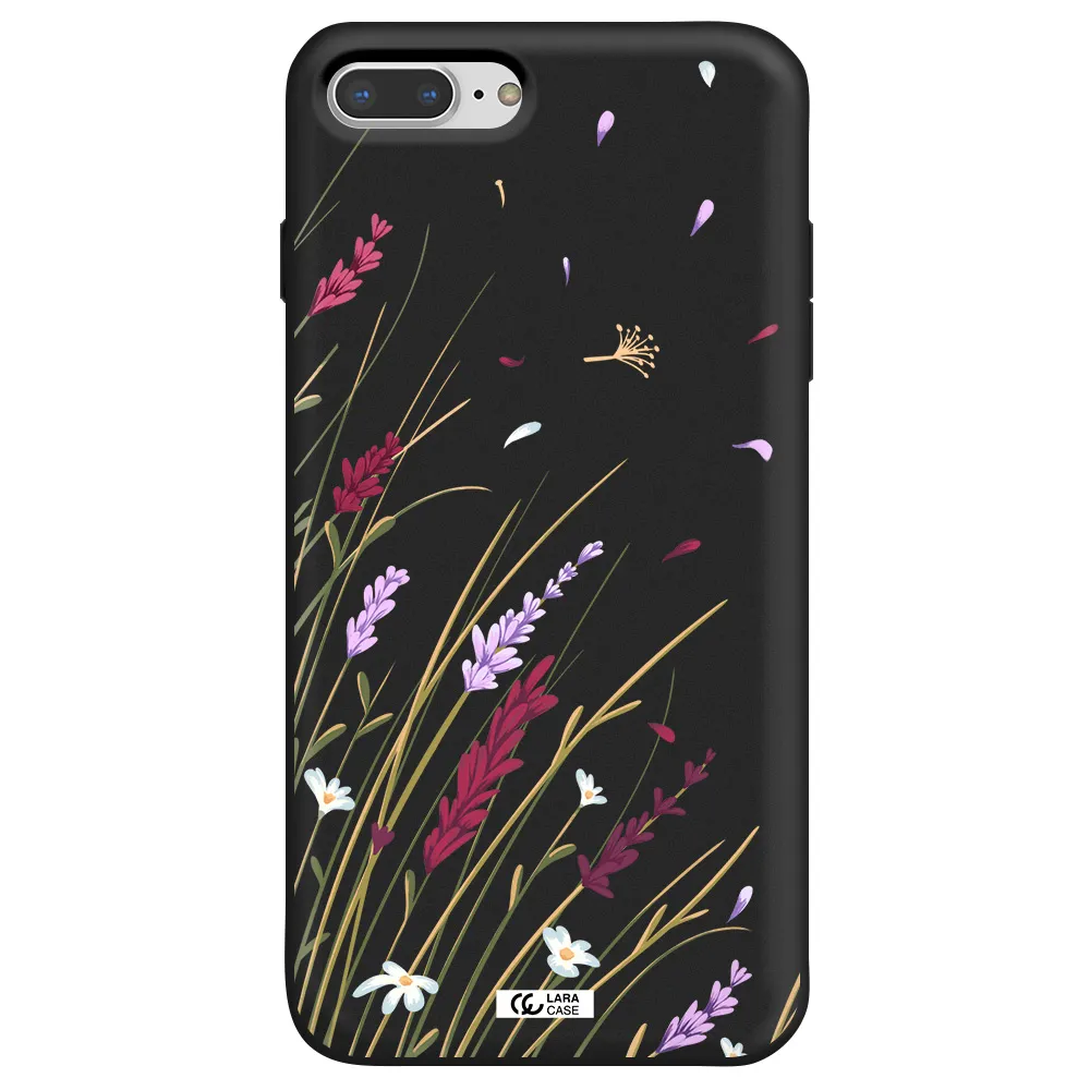 Long Grass Flower Apple iPhone 8 plus Silicone black Case