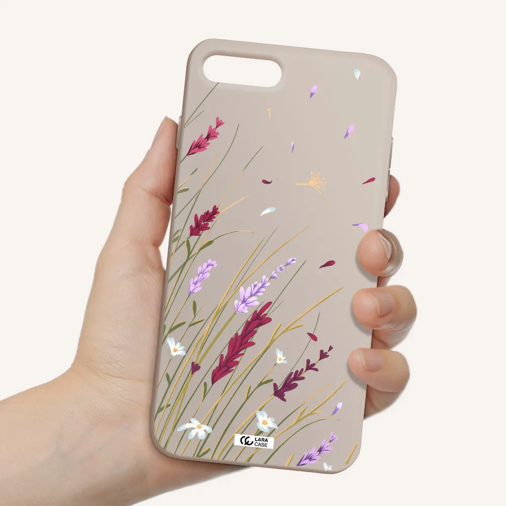 Long Grass Flower Apple iPhone 8 plus Silicone Stone Case