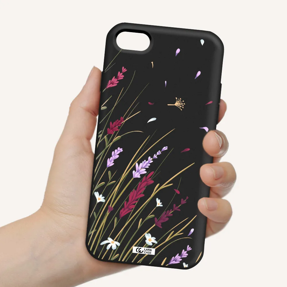 Long Grass Flower Apple iPhone 8 Silicone black Case