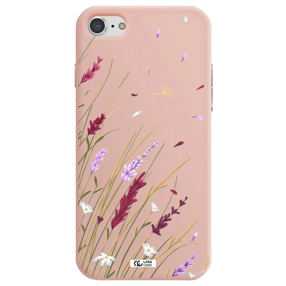 Long Grass Flower Apple iPhone 8 Silicone pastel pink Case