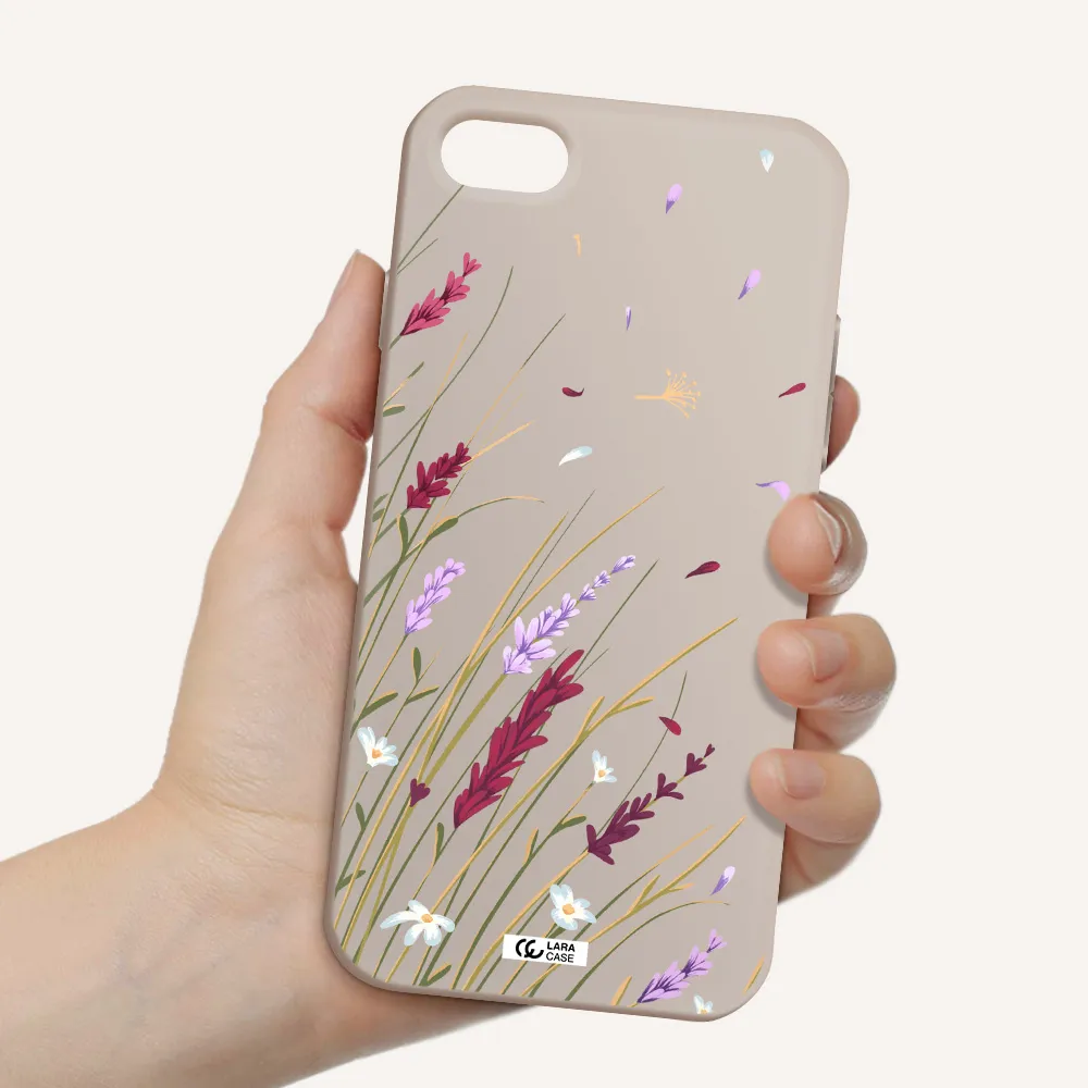 Long Grass Flower Apple iPhone 8 Silicone Stone Case