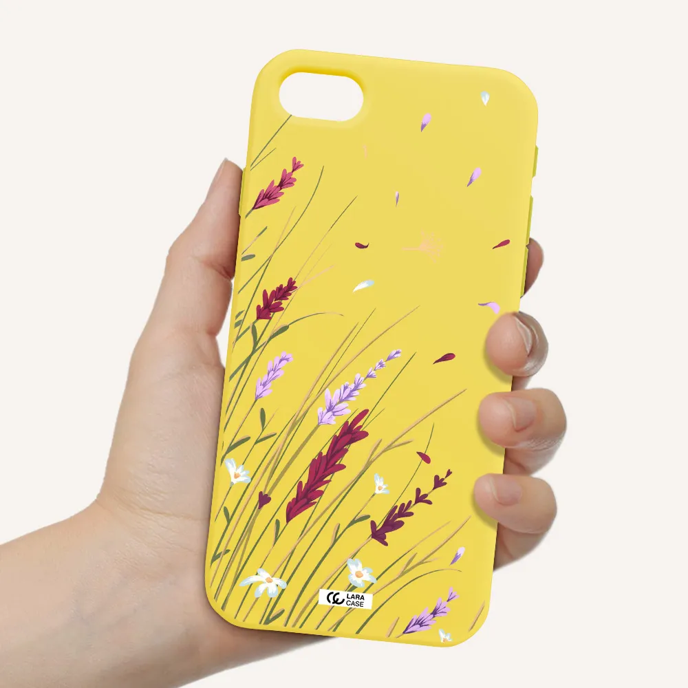 Long Grass Flower Apple iPhone se 2020 Silicone canary yellow Case
