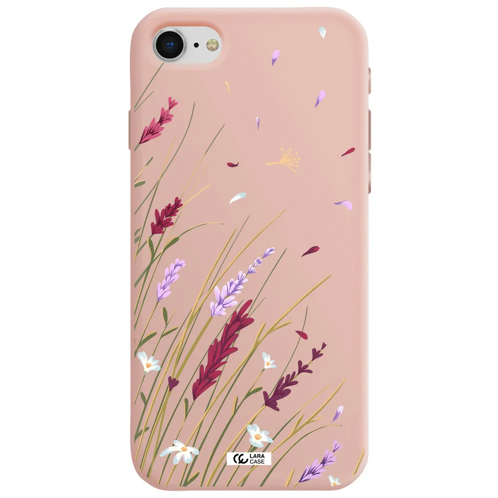 Long Grass Flower Apple iPhone se 2020 Silicone pastel pink Case