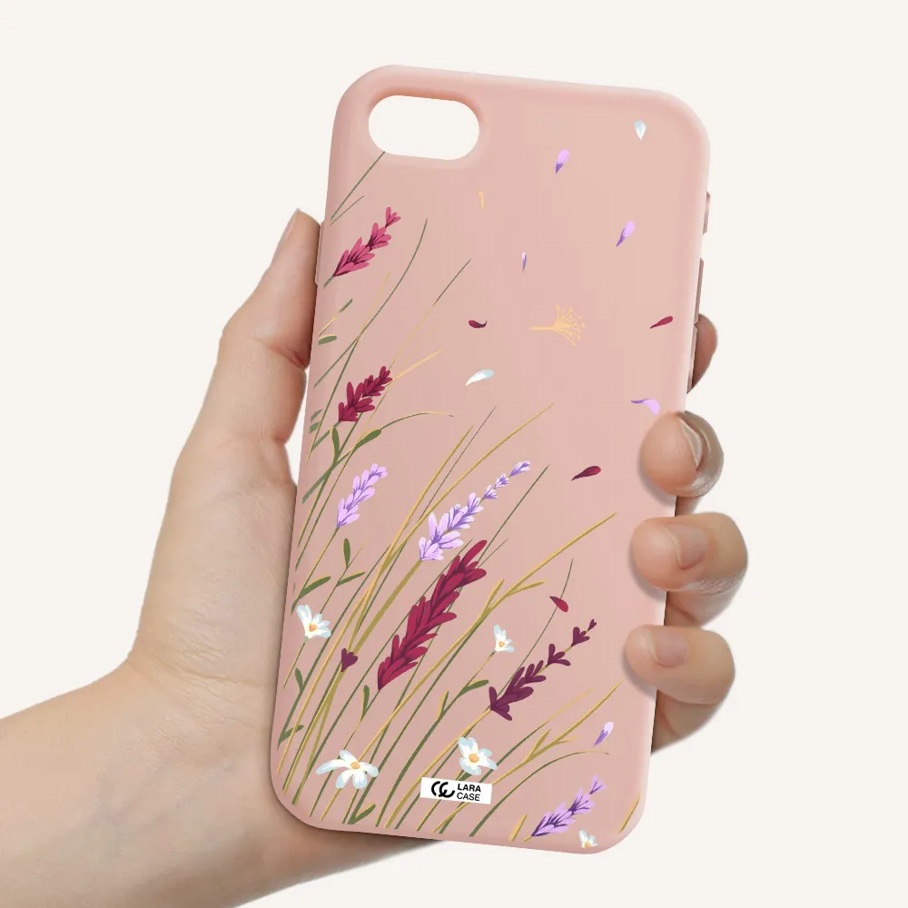 Long Grass Flower Apple iPhone se 2020 Silicone pastel pink Case