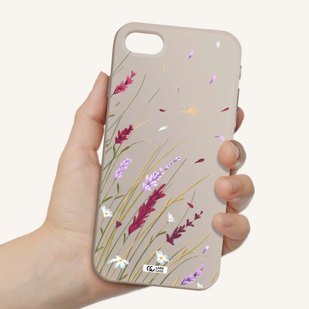 Long Grass Flower Apple iPhone se 2020 Silicone Stone Case