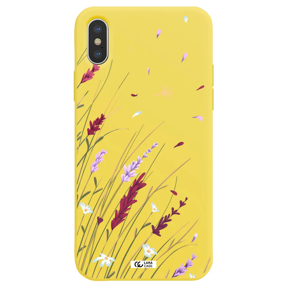 Long Grass Flower Apple iPhone X Silicone canary yellow Case
