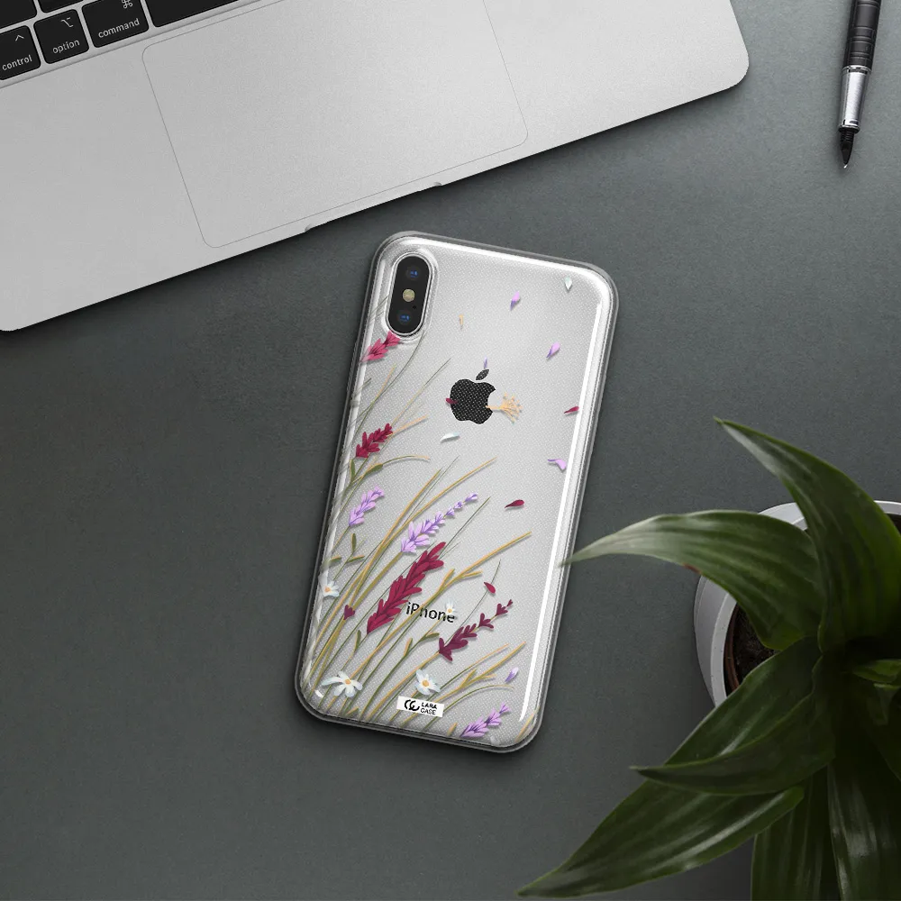 Long Grass Flower Apple iPhone XS max Clear TPU Case