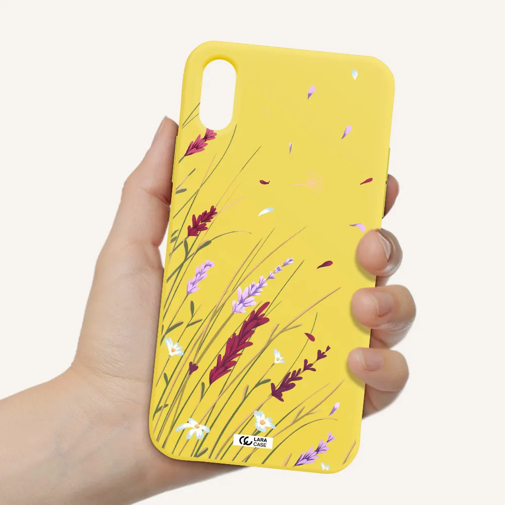 Long Grass Flower Apple iPhone XS Silicone canary yellow Case