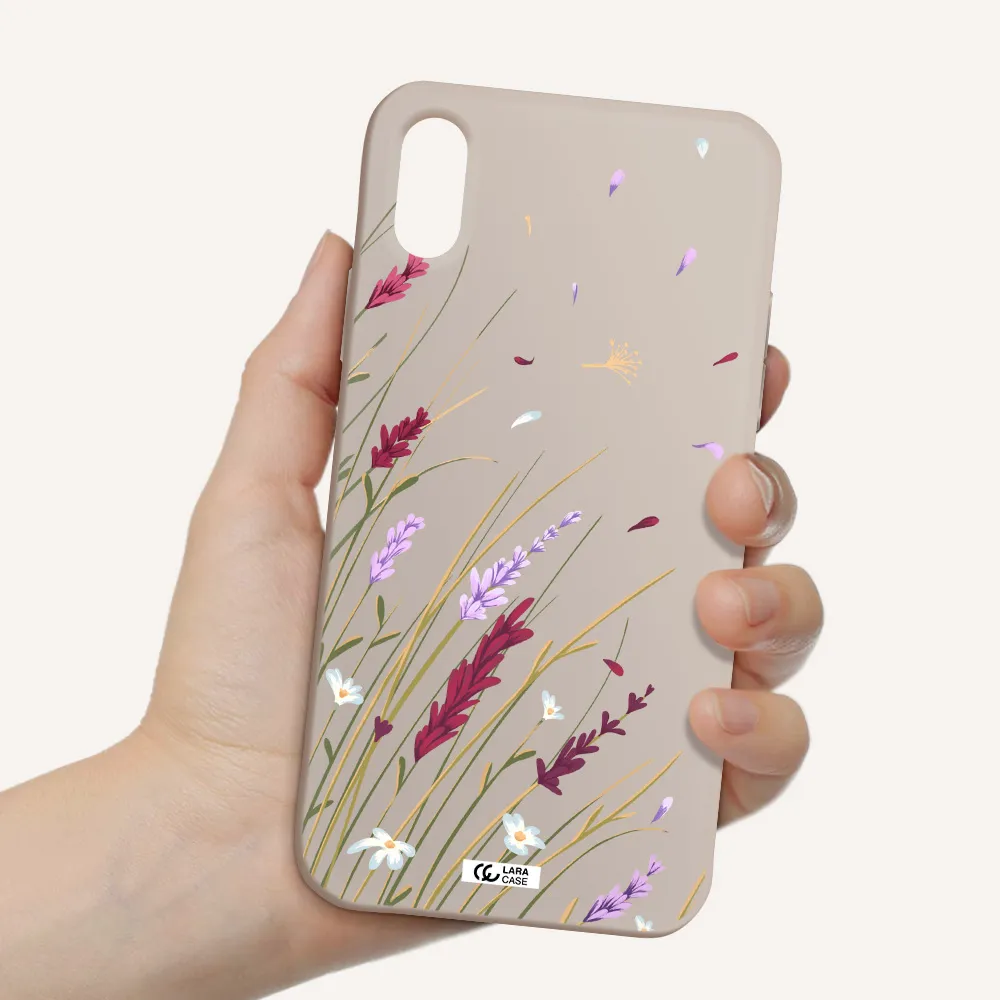 Long Grass Flower Apple iPhone XS Silicone Stone Case