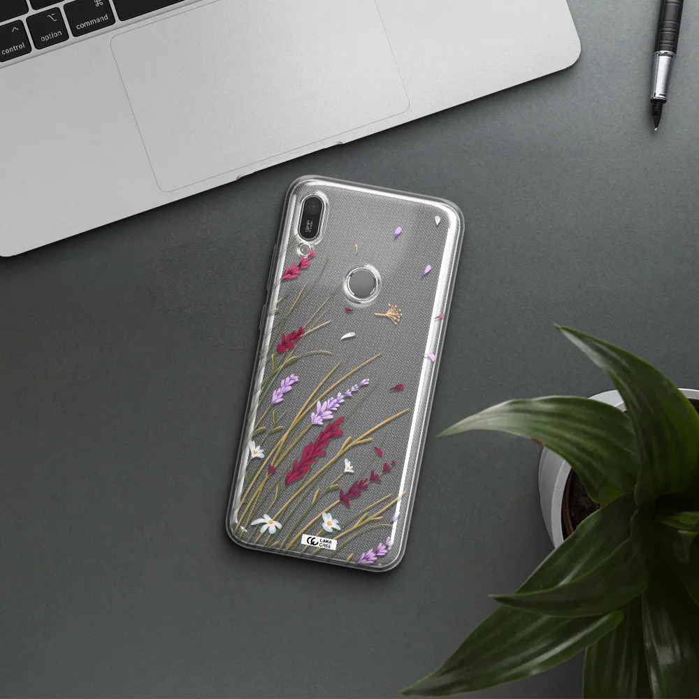 Long Grass Flower Huawei Y6 2019 Clear TPU Case
