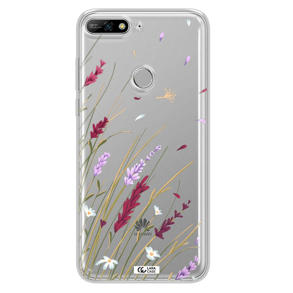 Long Grass Flower Huawei Y7 2018 Clear TPU Case