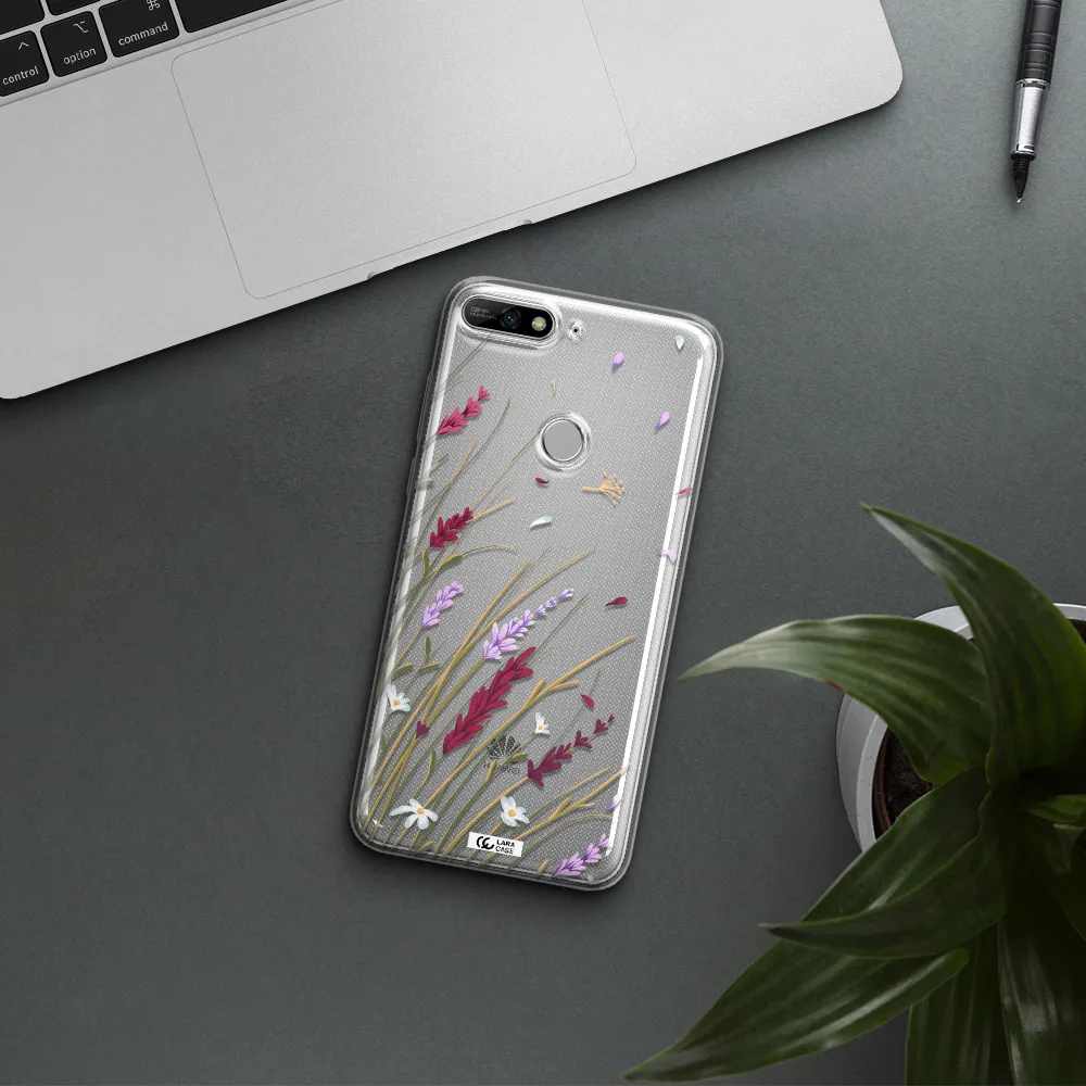 Long Grass Flower Huawei Y7 2018 Clear TPU Case