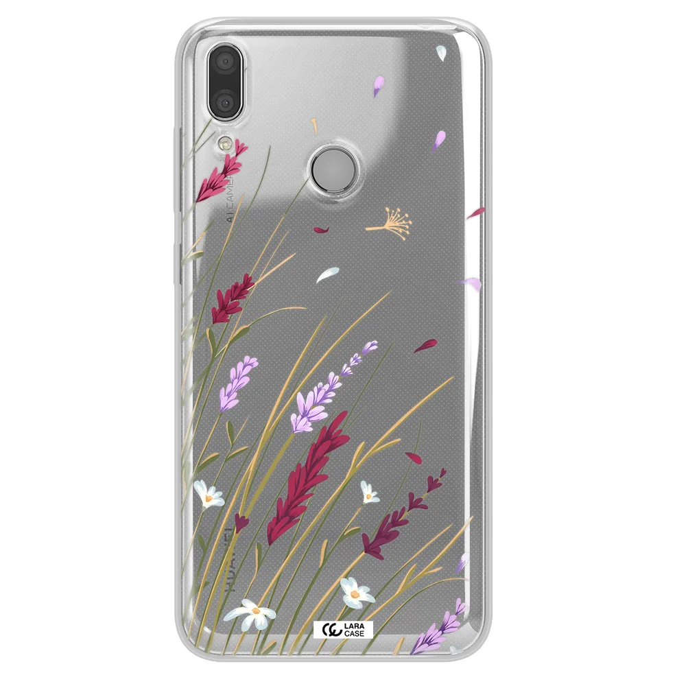 Long Grass Flower Huawei Y7 2019 Clear TPU Case