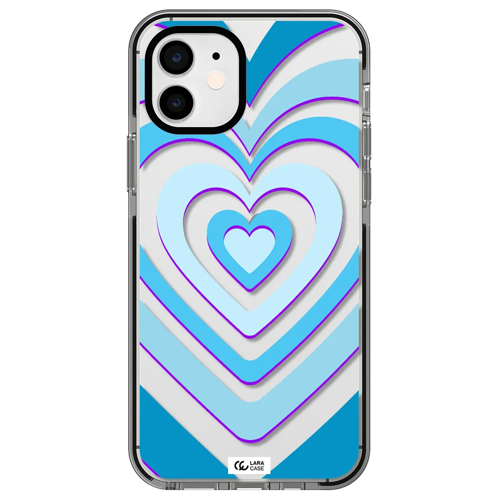 Blue Heart Apple iPhone 11 impact black border Case