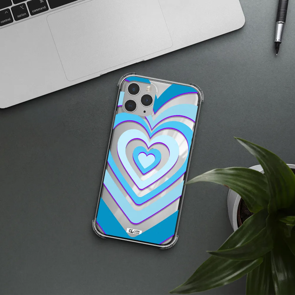 Blue Heart Apple iPhone 11 pro Clear PC Case