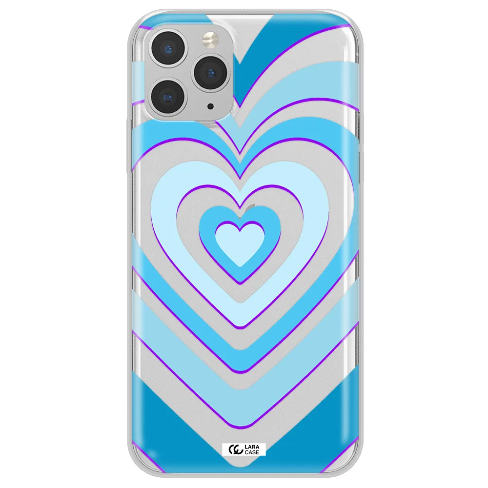 Blue Heart Apple iPhone 11 pro Clear TPU Case