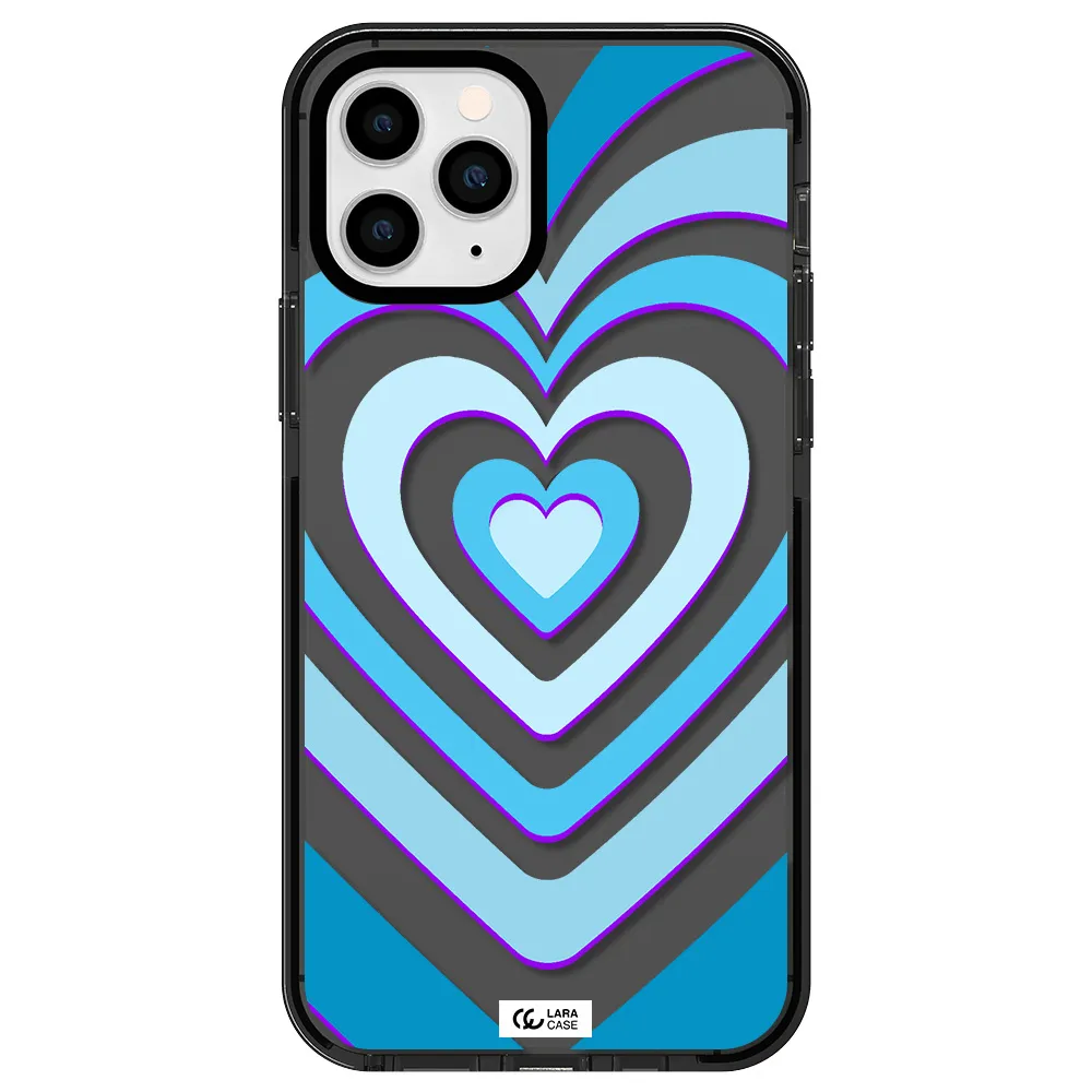 Blue Heart Apple iPhone 11 pro impact Smoke Black Case