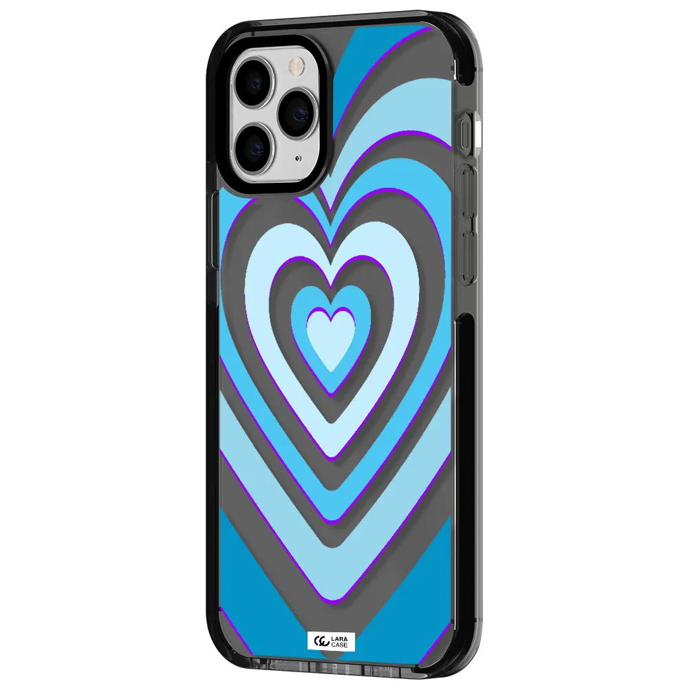 Blue Heart Apple iPhone 11 pro impact Smoke Black Case