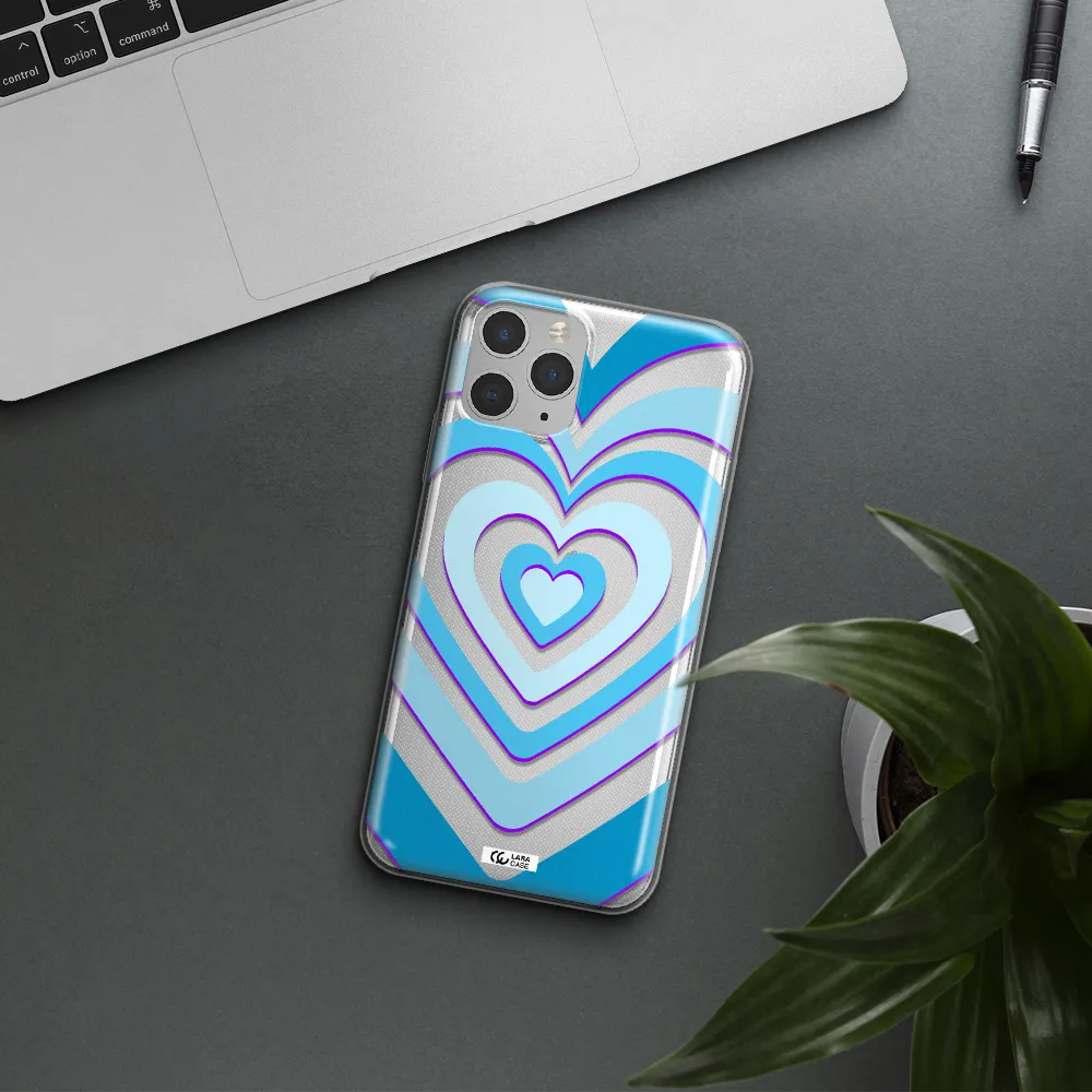 Blue Heart Apple iPhone 11 pro max Clear TPU Case