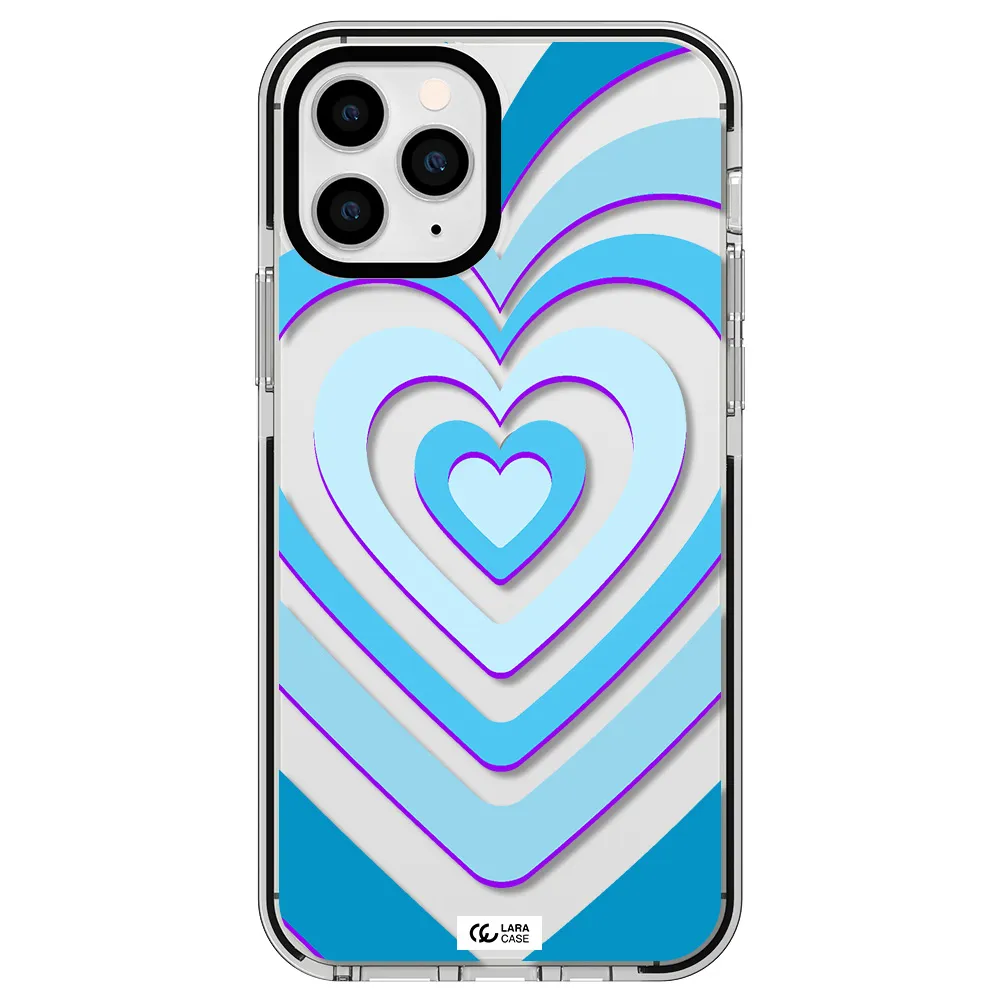 Blue Heart Apple iPhone 11 pro max impact black border Case