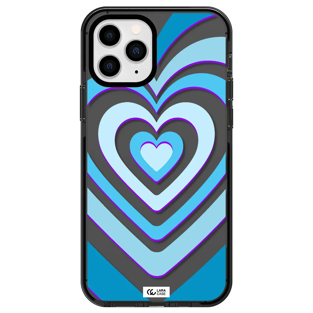 Blue Heart Apple iPhone 11 pro max impact Smoke Black Case