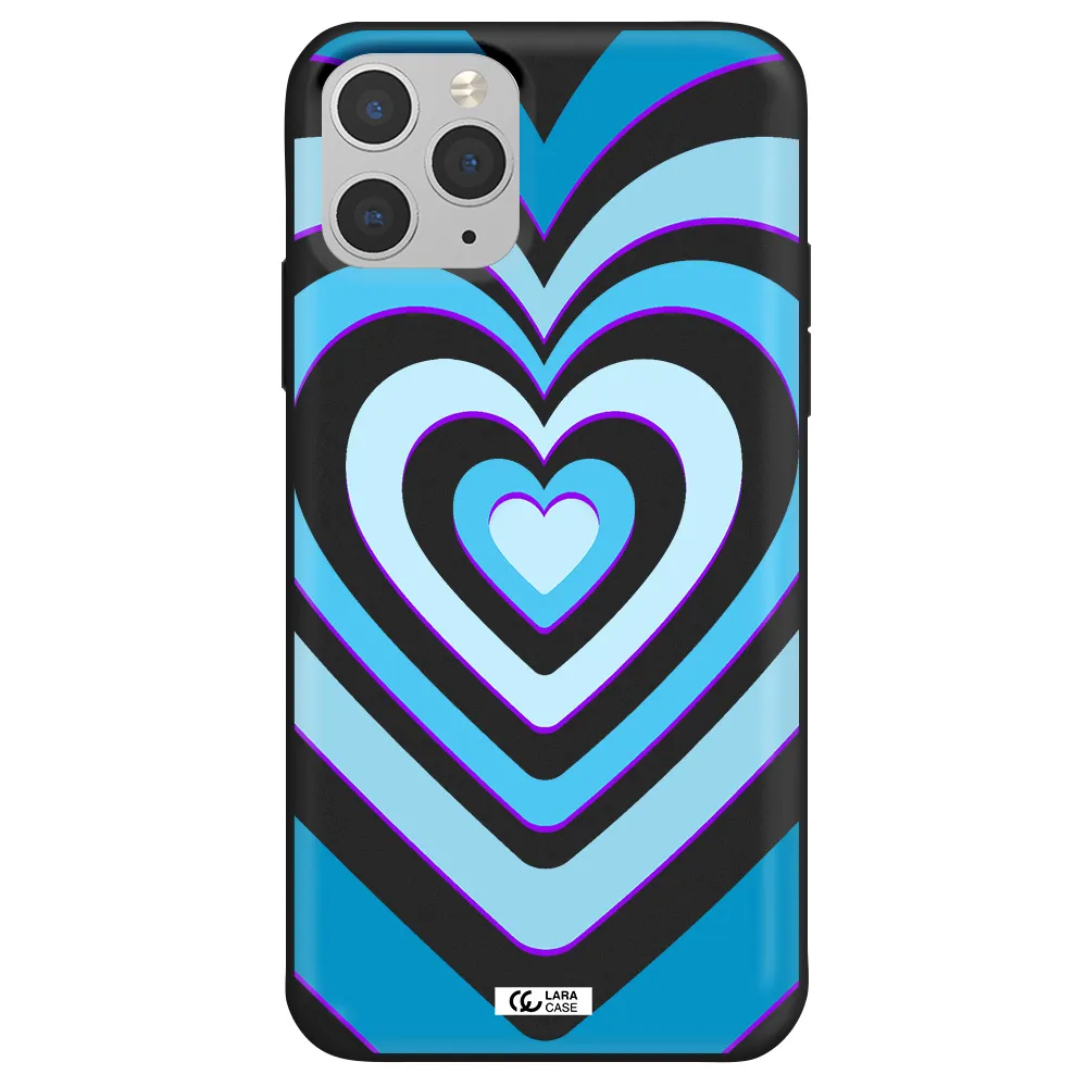 Blue Heart Apple iPhone 11 pro max Silicone black Case