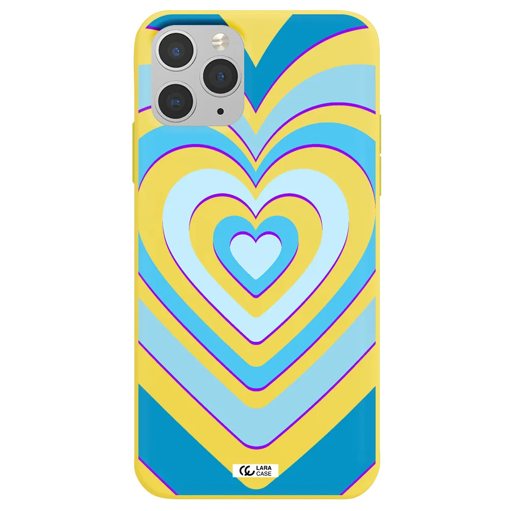 Blue Heart Apple iPhone 11 pro max Silicone canary yellow Case