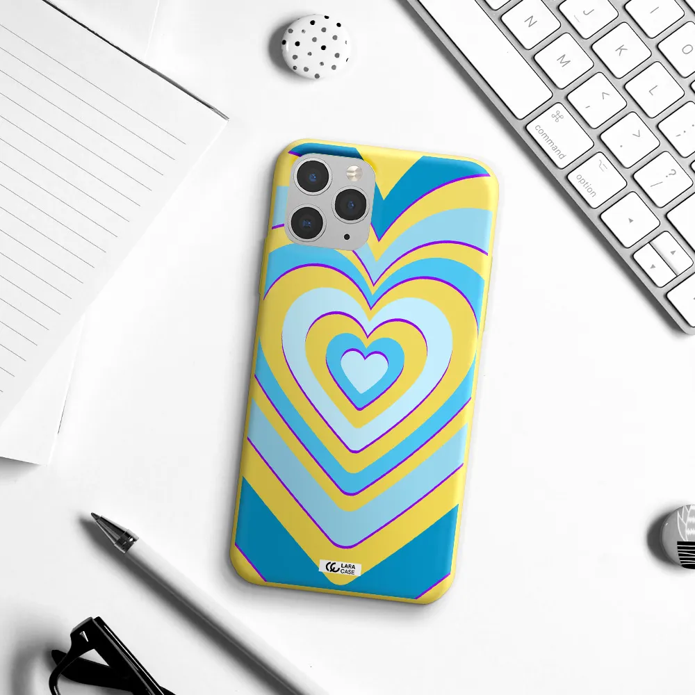 Blue Heart Apple iPhone 11 pro max Silicone canary yellow Case