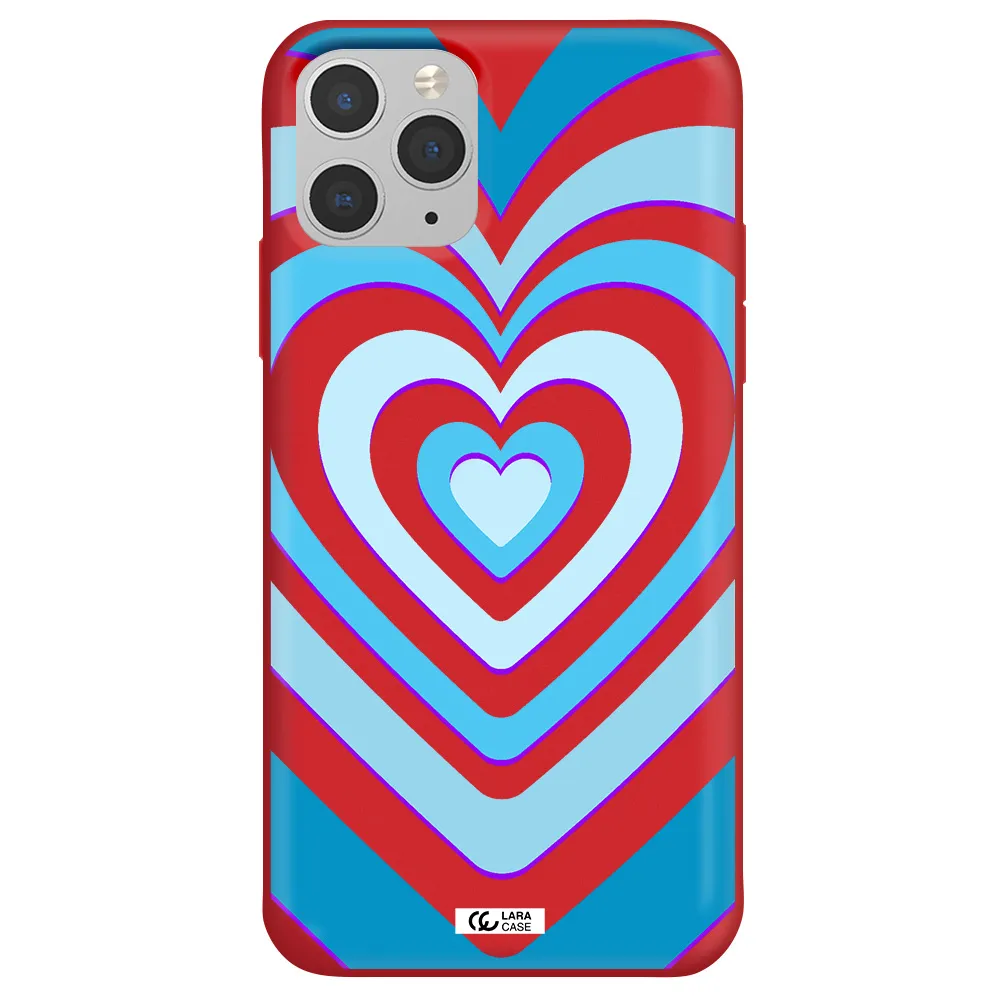 Blue Heart Apple iPhone 11 pro max Silicone Imperial Red Case